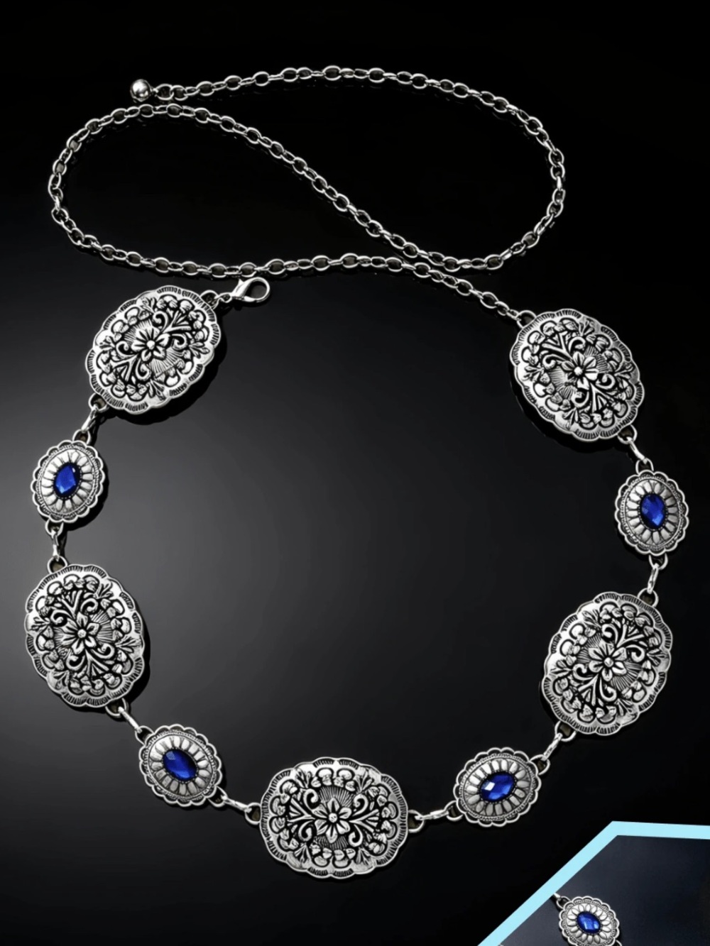 Vintage Silver Floral Concho Chain Belt NEW 🏷️